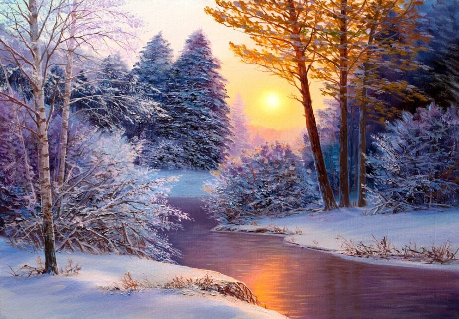 Painting “Winter Evening” Krymov: Illustration, Photo Composition